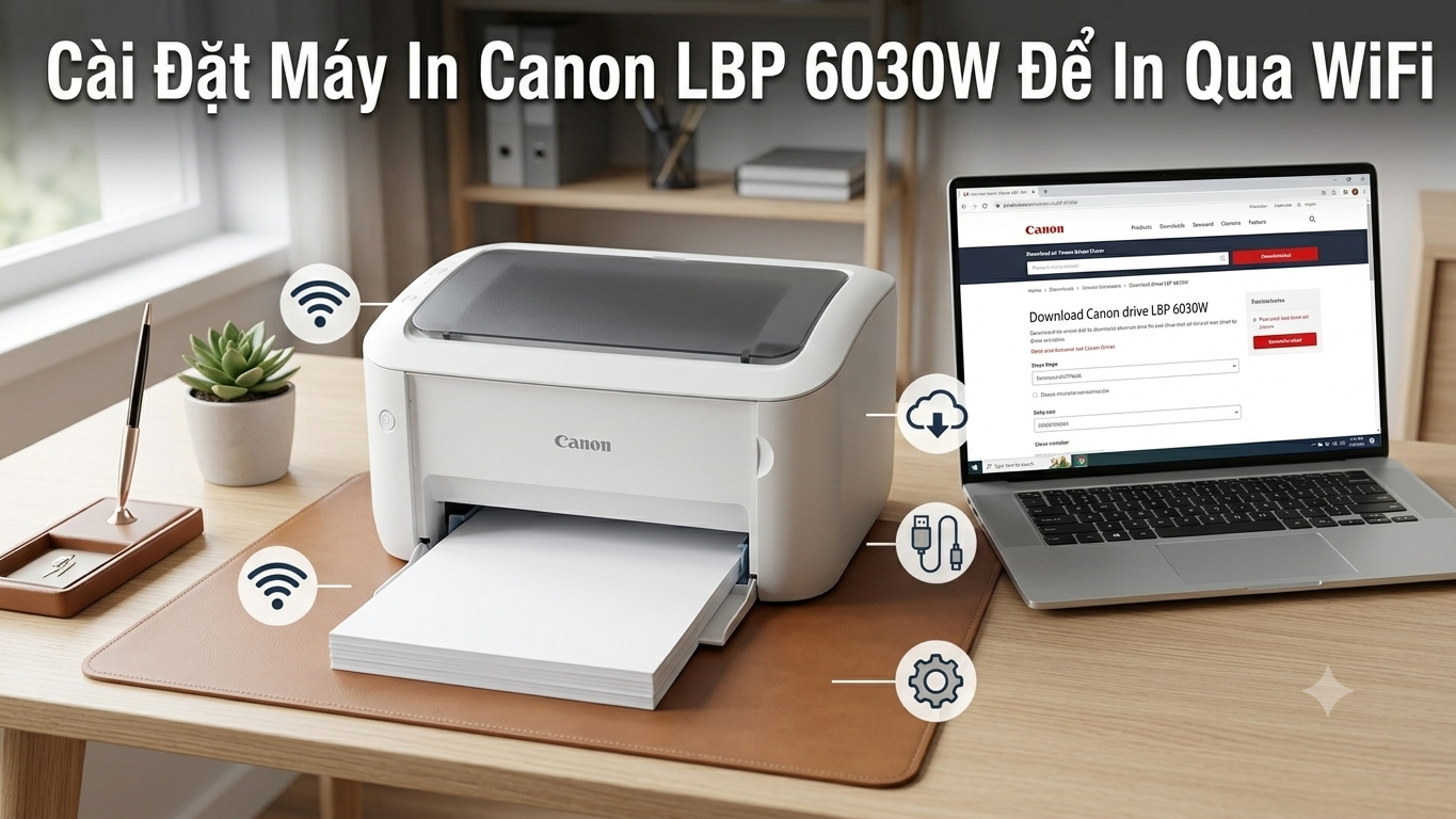 Cài Đặt Máy In Canon LBP 6030W Để In Qua WiFi