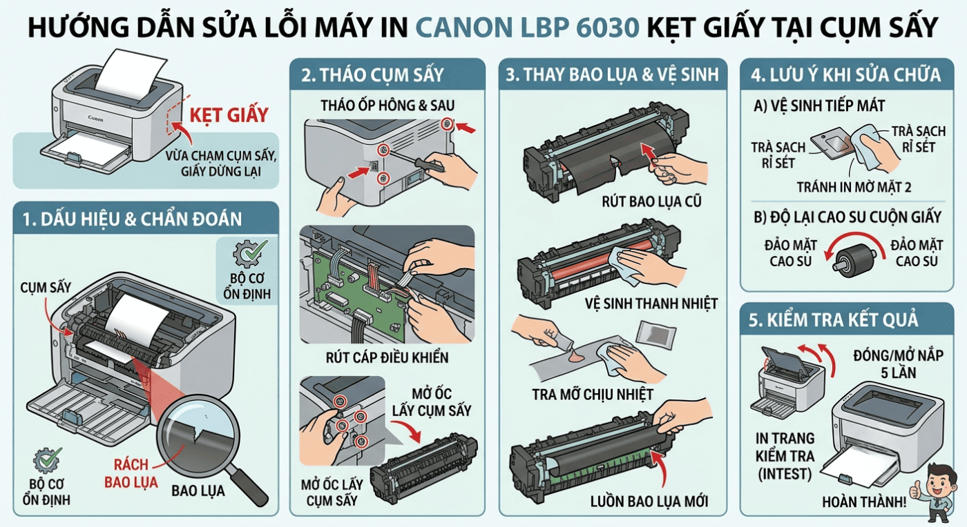 máy in canon 6030 kẹt giấy